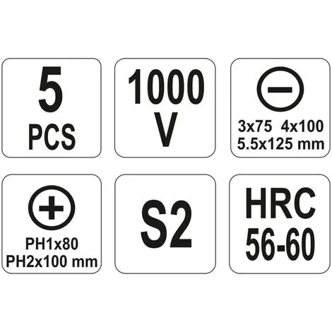 Ensemble De Tournevis Isolés 5 Pcs 1000 V YATO 2 Ensemble De Tournevis Isolés 5 Pcs 1000 V YATO – Image 2