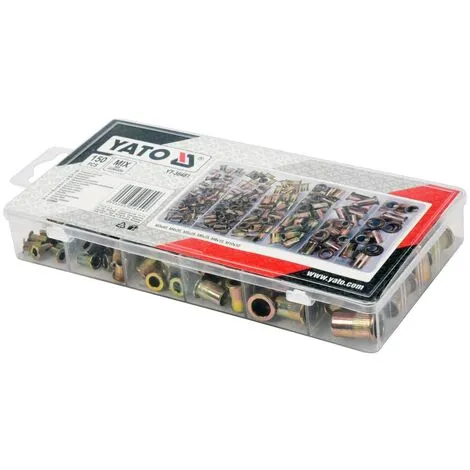 Écrous à Rivet 150 Pcs Acier Au Carbone M3-M10 YATO 5 Écrous à Rivet 150 Pcs Acier Au Carbone M3-M10 YATO – Image 5