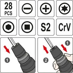 YATO Jeu De Tournevis Avec Embouts - 28 Pièces -Yato Soldes Magasin 42945801 3