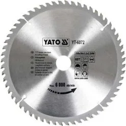YATO Lame De Scie Circulaire Ø250 Mm - 60T - Diamètre Intérieur 30 Mm