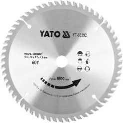 Lame De Scie Circulaire Yato Ø 165 Mm - 60 T - Diamètre Intérieur 16 Mm